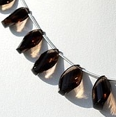 8 inch strand Smoky Quartz Gemstone  Twisted Flat Pear