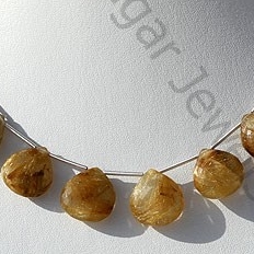 Golden Rutilated Quartz  Heart Briolette