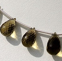 Olive Quartz  Tear Drops Briolette