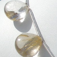8 inch strand Golden Rutilated Quartz  Heart Plain