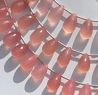 Pink Chalcedony Tear Drops briolette