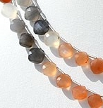 16 inch strand Peach Moon Stone Cushion Shape beads