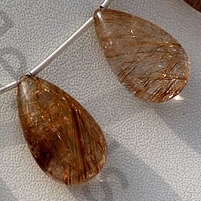 Copper Rutilated Quartz  Flat Pear Plain