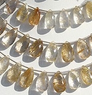 Golden Rutilated Quartz  Flat Pear Briolette