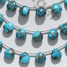 Copper Turquoise Heart Briolette