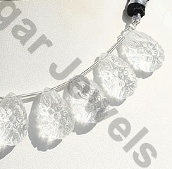 Crystal Gemstone Carved Flat Pear