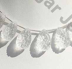 Crystal Gemstone Carved Flat Pear
