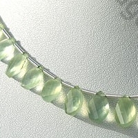 Prehnite Gemstone  Twisted Flat Pear