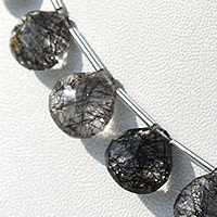 Black Rutilated Quartz  Concave Cut Faceted Heart
