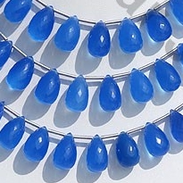 Navy Blue Chalcedony Tear Drop Briolette