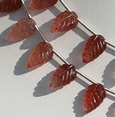 Strawberry Quartz Carved Leaf