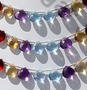 Semi Precious Multi  Heart Briolette