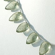Green Amethyst Gemstone Carved Leaf
