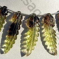 Bi-color Quartz  Carved Leaf