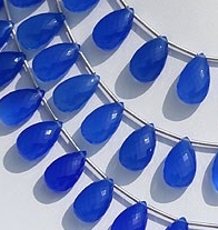 Dyed Navy-Blue Chalcedony Flat Pear Briolette