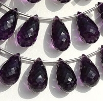 Amethyst Gemstone Concave Cut Drops