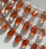 Sunstone Gemstone Flat Pear Briolette