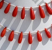 Coral  Tear Drops Briolettes