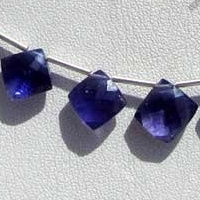 8 inch strand Iolite Gemstone Beads Puffed Diamond Cut