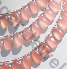 Pink Chalcedony Flat Pear Briolette