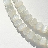 White Moonstone Carved Pumpkin beads