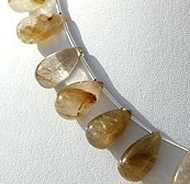8 inch strand Golden Rutilated Quartz Tear Drops Plain