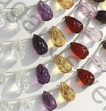 Semi Precious Multi Carved Drops