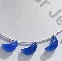 Navy Blue Chalcedony Half Moon Cut