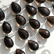 Smoky Quartz Gemstone  Flat Pear Briolette