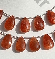 Sunstone Gemstone Flat Pear Briolette