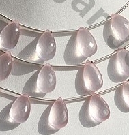 Rose Quartz Gemstone Flat Pear Briolette