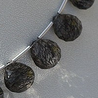 Black Rutilated Quartz  Concave Cut Faceted Heart