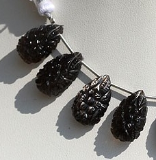 Black Moonstone Carved Flat Pear