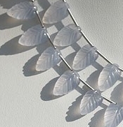Chalcedony Gemstone Carved Leaf