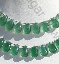 Green Strawberry Quartz Flat Pear Briolette