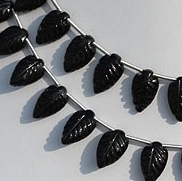 Black Tourmaline Carved Leaf
