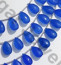 Dyed Navy-Blue Chalcedony Flat Pear Briolette