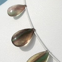 Fluorite Gemstone Beads  Flat Pear Briolette