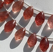 8 inch strand Strawberry Quartz Dolphin Briolette