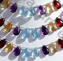 Semi Precious Gemstone flat pear briolette