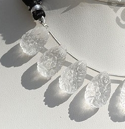 Crystal Gemstone Carved Flat Pear
