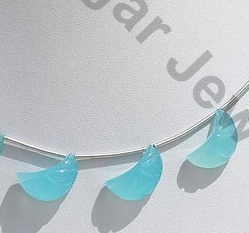 Sea Blue Chalcedony Half Moon Cut