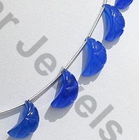 Navy Blue Chalcedony Half Moon Cut