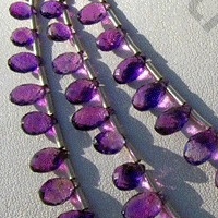 Amethyst Gemstone Beads  Flat Pear Briolette