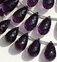 Amethyst Gemstone Concave Cut Drops