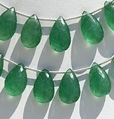 Green Strawberry Quartz Flat Pear Briolette
