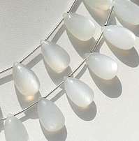 White Moonstone Flat Pear Briolette