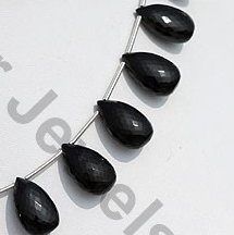 Black Tourmaline Flat Pear Briolette