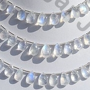 Rainbow Moonstone Flat Pear Briolette