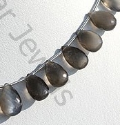 Black Moonstone Flat Pear Briolette